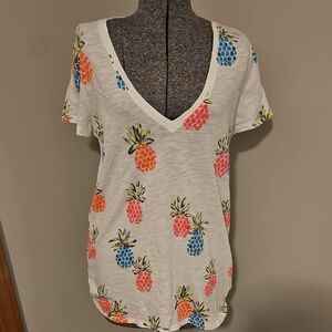 Merona Neon Pineapple Vee Neck Tshirt